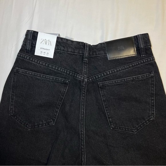 NWT Zara High Waisted Ankle Length Black Straight Jeans - Picture 8 of 8